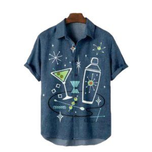 Men's Summer Casual Hawaiian Aloha Button Down Up Beach Shirt Retro